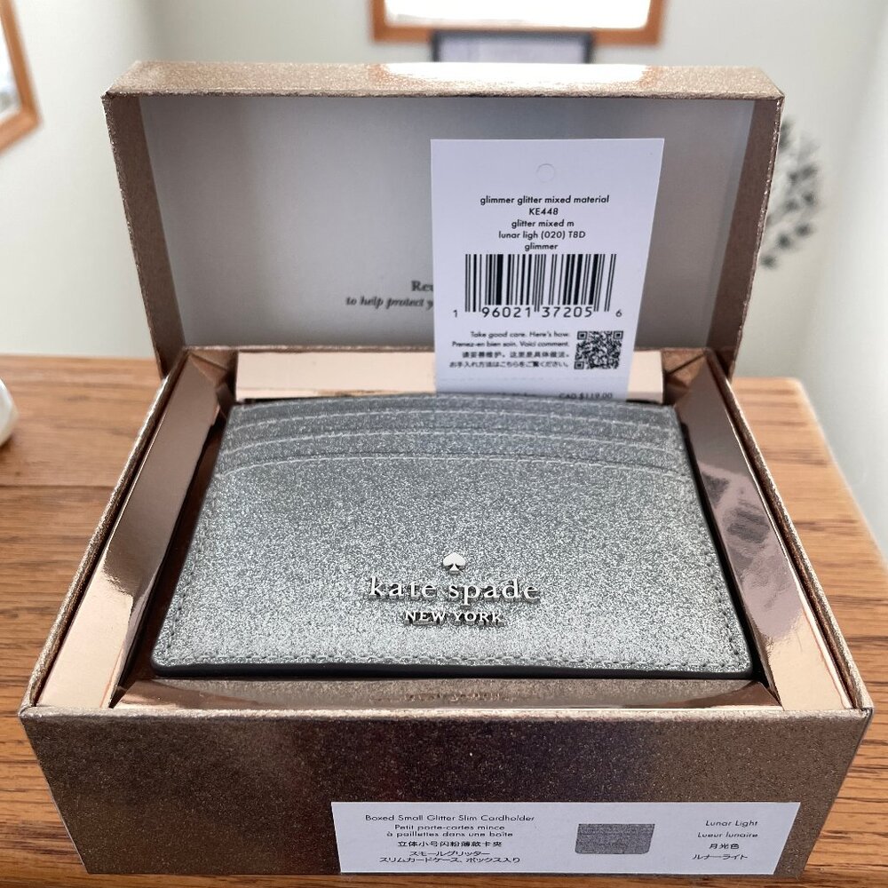 Kate Spade Boxed Small Glimmer Slim Card Holder - Lunar Light